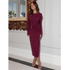 image:imageREORIA Long Sleeve Wedding Guest Maxi Dresses for WomenBurgundy