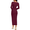 image:imageREORIA Long Sleeve Wedding Guest Maxi Dresses for WomenBurgundy