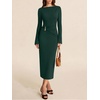 image:imageREORIA Long Sleeve Wedding Guest Maxi Dresses for WomenDark Green