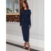 image:imageREORIA Long Sleeve Wedding Guest Maxi Dresses for WomenNavy Blue