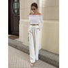 image:imageREORIA Off the Shoulder Tops for Women 2026 Fall Long Sleeve Lace Going Out Slim Fit Top ClothesWhite