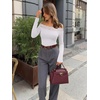 image:imageREORIA Off the Shoulder Tops for Women 2026 Fall Long Sleeve Lace Going Out Slim Fit Top ClothesWhite