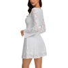 image:imageREORIA Wedding Guest Dresses for Women Mesh Bell Long Sleeve Mini DressFloral White