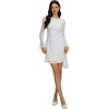 image:imageREORIA Wedding Guest Dresses for Women Mesh Bell Long Sleeve Mini DressFloral White