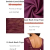 image:imageREORIA Women Boat Neck Lace Back Crop Tops Long Sleeve Double Lined ShirtsCordovan