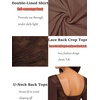 image:imageREORIA Women Boat Neck Lace Back Crop Tops Long Sleeve Double Lined ShirtsShaved Chocolate