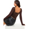 image:imageREORIA Women Boat Neck Lace Back Crop Tops Long Sleeve Double Lined ShirtsShaved Chocolate