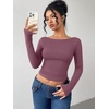 image:imageREORIA Women Boat Neck Lace Back Crop Tops Long Sleeve Double Lined ShirtsTulipwood