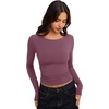 image:imageREORIA Women Boat Neck Lace Back Crop Tops Long Sleeve Double Lined ShirtsTulipwood