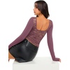 image:imageREORIA Women Boat Neck Lace Back Crop Tops Long Sleeve Double Lined ShirtsTulipwood