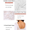 image:imageREORIA Women Boat Neck Lace Back Crop Tops Long Sleeve Double Lined ShirtsWhite
