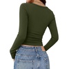 image:imageREORIA Women Built in Bra Long Sleeve Square Neck Top Shirt 2026 Fall Slim Fit Basic Trendy ClothesArmy Green