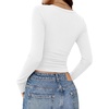 image:imageREORIA Women Built in Bra Long Sleeve Square Neck Top Shirt 2026 Fall Slim Fit Basic Trendy ClothesWhite