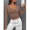 image:imageREORIA Women Deep V Cutout Long Sleeve Double Lined Slim Going Out Crop TopChanterelle
