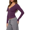 image:imageREORIA Women Deep V Cutout Long Sleeve Double Lined Slim Going Out Crop TopCrushed Violets