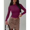 image:imageREORIA Women Double Lined Long Sleeve Shirt Business Casual Layering TopsBurgundy