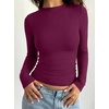 image:imageREORIA Women Double Lined Long Sleeve Shirt Business Casual Layering TopsBurgundy