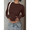 image:imageREORIA Women Double Lined Long Sleeve Shirt Business Casual Layering TopsCoffee