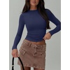 image:imageREORIA Women Double Lined Long Sleeve Shirt Business Casual Layering TopsDark Blue