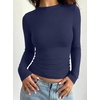 image:imageREORIA Women Double Lined Long Sleeve Shirt Business Casual Layering TopsDark Blue