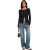 image:imageREORIA Women Lightweight Cropped Cardigan Slim Ribbed Knit Shirt Button TopBlack