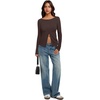 image:imageREORIA Women Lightweight Cropped Cardigan Slim Ribbed Knit Shirt Button TopDark Coffee