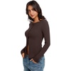 image:imageREORIA Women Lightweight Cropped Cardigan Slim Ribbed Knit Shirt Button TopDark Coffee