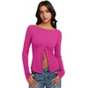 image:imageREORIA Women Lightweight Cropped Cardigan Slim Ribbed Knit Shirt Button TopHot Pink