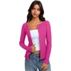 image:imageREORIA Women Lightweight Cropped Cardigan Slim Ribbed Knit Shirt Button TopHot Pink