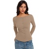 image:imageREORIA Women Lightweight Cropped Cardigan Slim Ribbed Knit Shirt Button TopKhaki