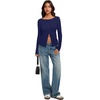 image:imageREORIA Women Lightweight Cropped Cardigan Slim Ribbed Knit Shirt Button TopNavy Blue