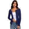 image:imageREORIA Women Lightweight Cropped Cardigan Slim Ribbed Knit Shirt Button TopNavy Blue