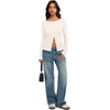 image:imageREORIA Women Lightweight Cropped Cardigan Slim Ribbed Knit Shirt Button TopOffwhite
