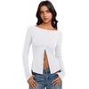 image:imageREORIA Women Lightweight Cropped Cardigan Slim Ribbed Knit Shirt Button TopPure White