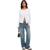 image:imageREORIA Women Lightweight Cropped Cardigan Slim Ribbed Knit Shirt Button TopPure White