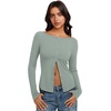 image:imageREORIA Women Lightweight Cropped Cardigan Slim Ribbed Knit Shirt Button TopSage Green
