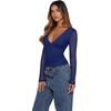 image:imageREORIA Women Long Sleeve Sexy Sheer Mesh V Neck Going Out Top Shirts with Built in Bra 2026 Fall ClothesDeep Blue