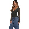 image:imageREORIA Women Long Sleeve Sexy Sheer Mesh V Neck Going Out Top Shirts with Built in Bra 2026 Fall ClothesDeep Green