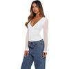 image:imageREORIA Women Long Sleeve Sexy Sheer Mesh V Neck Going Out Top Shirts with Built in Bra 2026 Fall ClothesWhite