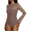 image:imageREORIA Womens Bodysuits Long Sleeve Body Suit TopsChanterelle