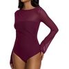 image:imageREORIA Womens Bodysuits Long Sleeve Body Suit TopsCordovan