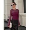 image:imageREORIA Womens Bodysuits Long Sleeve Body Suit TopsCordovan