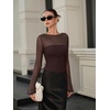 image:imageREORIA Womens Bodysuits Long Sleeve Body Suit TopsShaved Chocolate