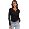 image:imageREORIA Womens Cotton Long Sleeve Henley Shirt Casual Work Ribbed Knit TopsBlack