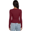 image:imageREORIA Womens Cotton Long Sleeve Henley Shirt Casual Work Ribbed Knit TopsBurgundy
