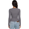 image:imageREORIA Womens Cotton Long Sleeve Henley Shirt Casual Work Ribbed Knit TopsGrey