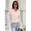 image:imageREORIA Womens Cowl Neck Ribbed Knit Long Bell Sleeve Going Out Tops BlouseBeige