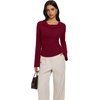 image:imageREORIA Womens Cowl Neck Ribbed Knit Long Bell Sleeve Going Out Tops BlouseBurgundy