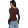 image:imageREORIA Womens Cowl Neck Ribbed Knit Long Bell Sleeve Going Out Tops BlouseCoffee