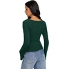 image:imageREORIA Womens Cowl Neck Ribbed Knit Long Bell Sleeve Going Out Tops BlouseForest Green